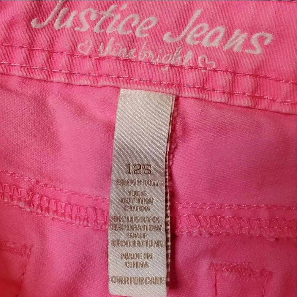 JUSTICE JEANS Cuffed and Frayed Hem Distressed Simply Low Jean Shorts - Sz. 12S